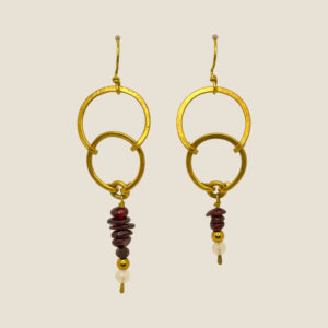 Coppia di orecchini in Granato e Quarzo