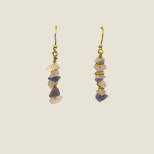 Coppia di orecchini in Quarzo rosa e Dumortierite