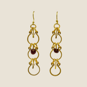 Coppia di orecchini in Quarzo ialino e Granato