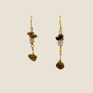 Coppia di orecchini in Occhio di Tigre e Calcedonio Azzurro