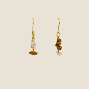 Coppia di orecchini in Occhio di Tigre e Calcedonio azzurro