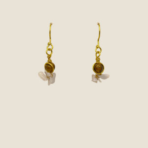 Coppia di orecchini in Occhio di Tigre e Calcedonio azzurro