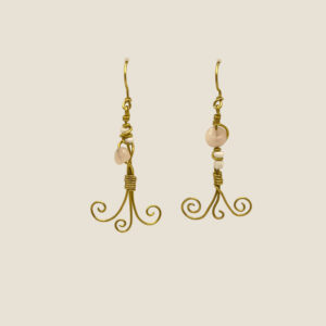 Coppia di orecchini in Agata Bianca e Quarzo rosa