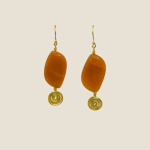 Coppia di orecchini in Avventurina arancio