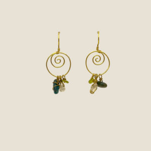 Coppia di orecchini in Apatite, Peridoto e Quarzo ialino