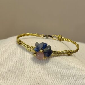 Bracciale in Quarzo rosa e Dumortierite