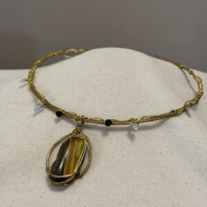 Collier in Occhio di Tigre e Calcedonio azzurro