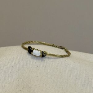 Bracciale in Howlite e Ossidiana fiocco di Neve