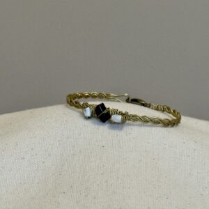 Bracciale in Howlite e Ossidiana fiocco di Neve